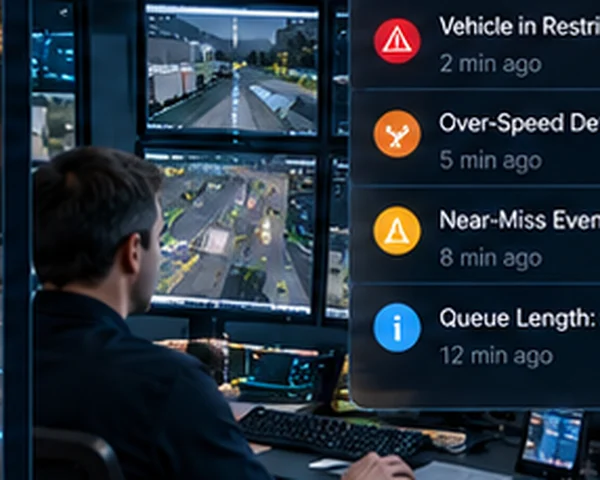 Operator reviewing yard monitoring alerts on a control room screen